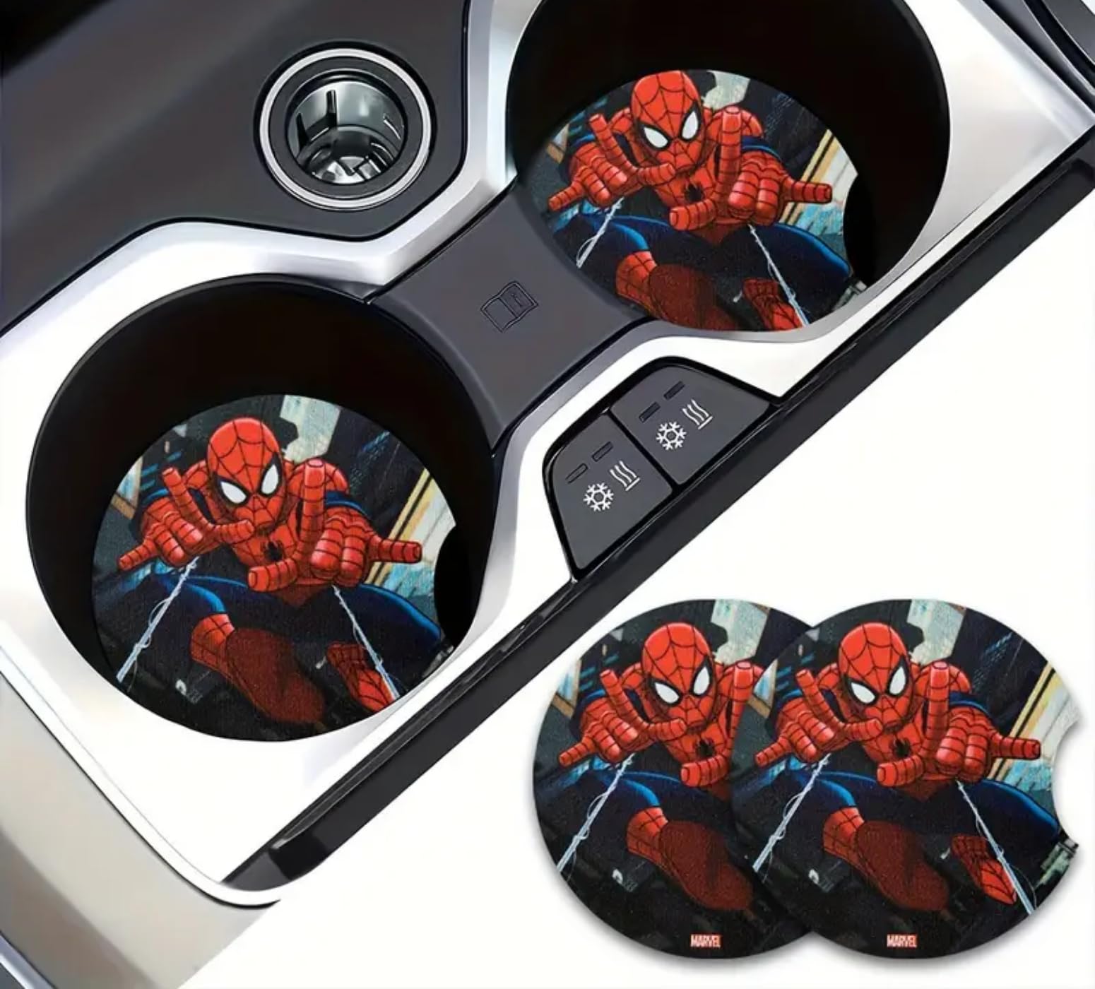 Car Cup Holder Coaster, 2PCS Spiderman Car Coasters for Cup holder Universal Auto Anti Slip Insert Coaster Car Assecories for Women Men,Cute Car Interior Accessories
