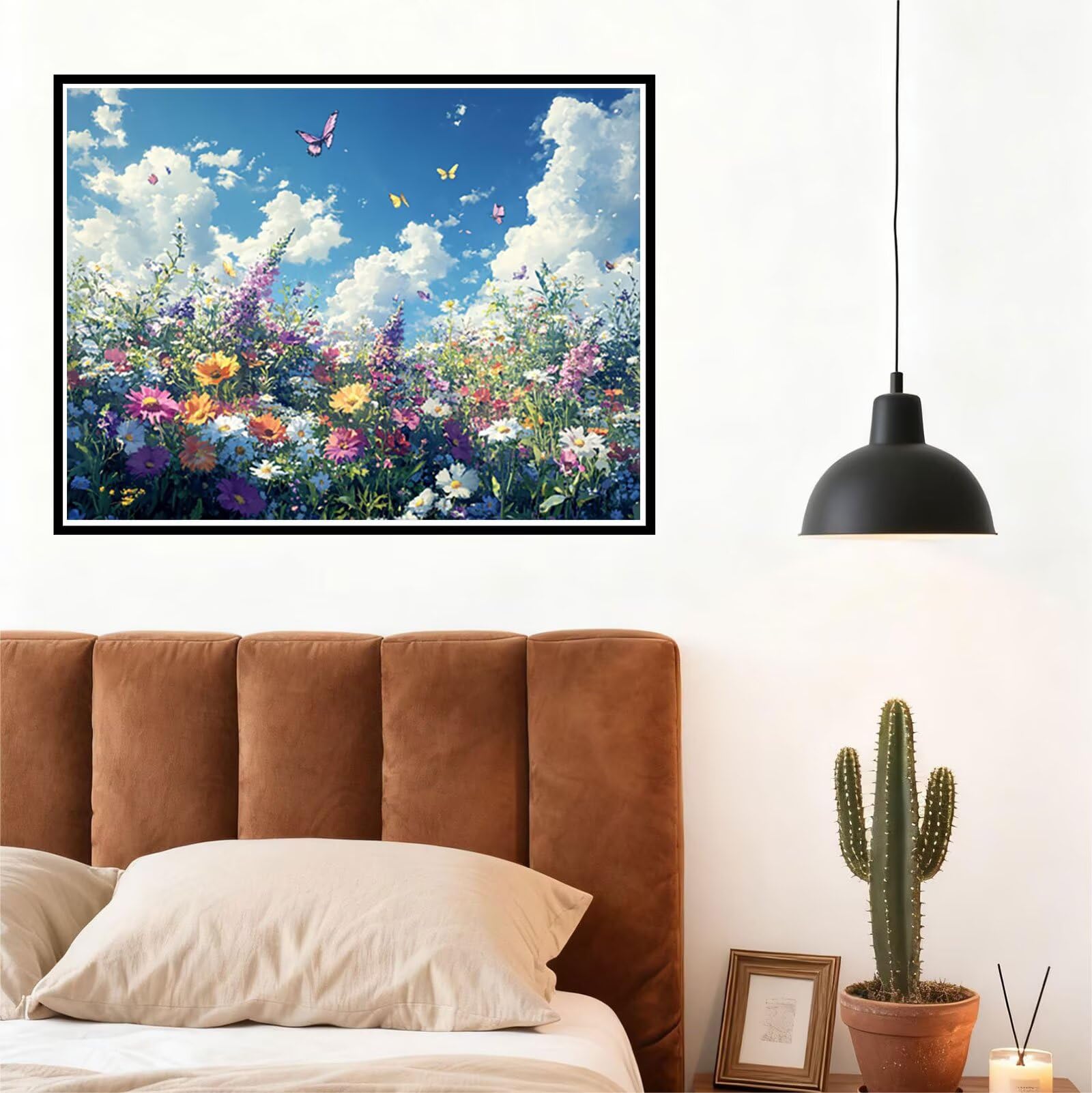 Peinture Numero Adulte Fleur Coloriage par Numero Adulte Papillon DIY Paint by Numbers, avec Pinceaux Peinture Loisir Creatif Enfant Numéro D'art Cadeau Femme, Pour Decoration Maison 60x80cm H - 935