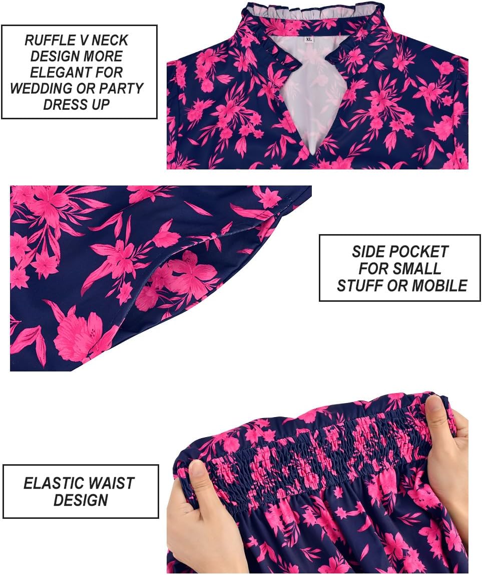 RITERA Plus Size Dresses Women Casual Fall Maxi Boho A Line Long Sleeve Ruffle V Ruffle V Neck Dress with Pocket XL-5XL - Image 6