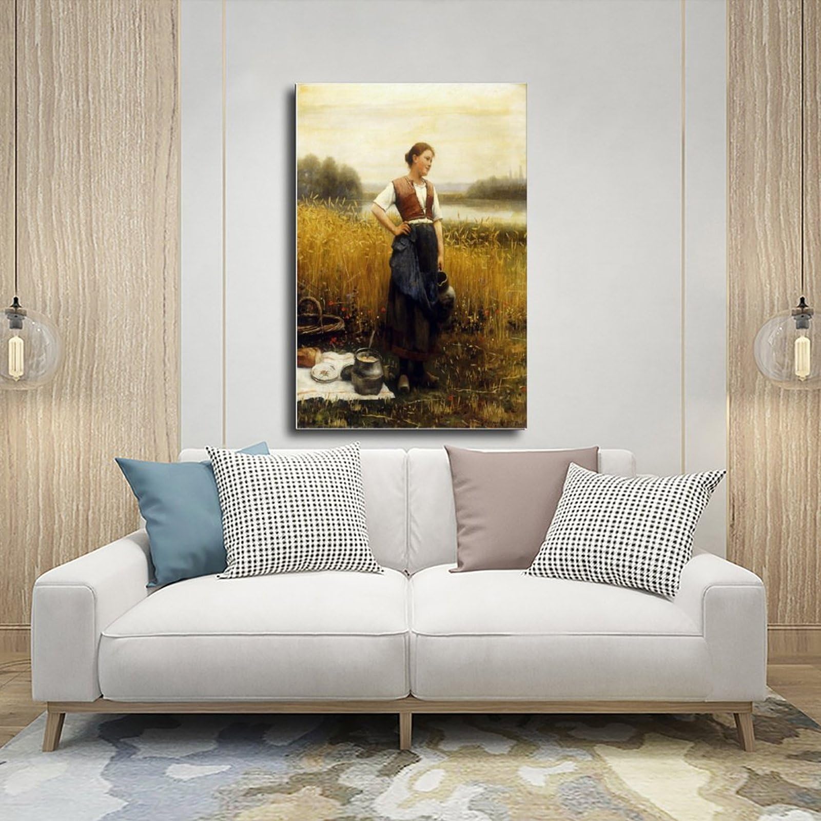ANFOTCM Daniel Ridgway Knight, obiad żniwa, artystyczna dekoracja ścienna plakat rodzinny bar restauracja garaż kawiarnia sztuka znak prezent 50 x 75 cm