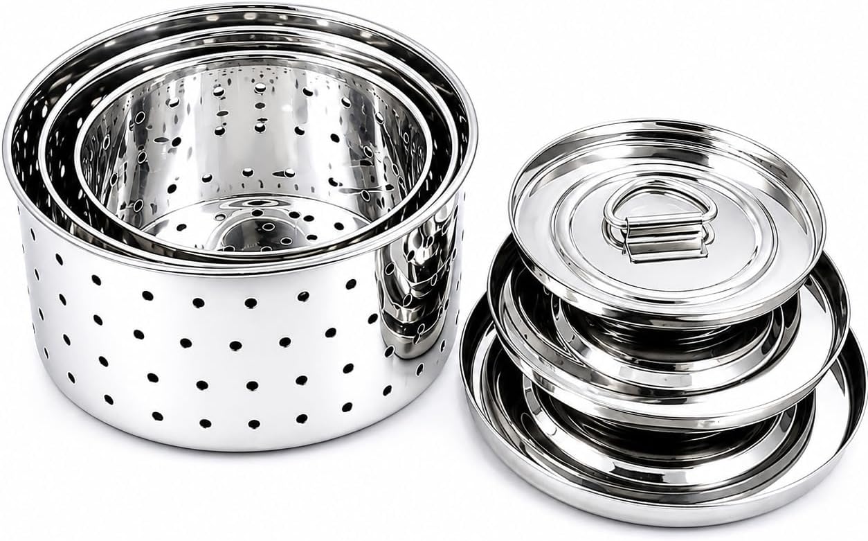 Round Shape Stainless Steel Paneer Cheese Mould Maker 350 ML, 500 ML And 700 Ml Perfect For Making Homemade Paneer/Cheese/Tofu - Pack Of 3