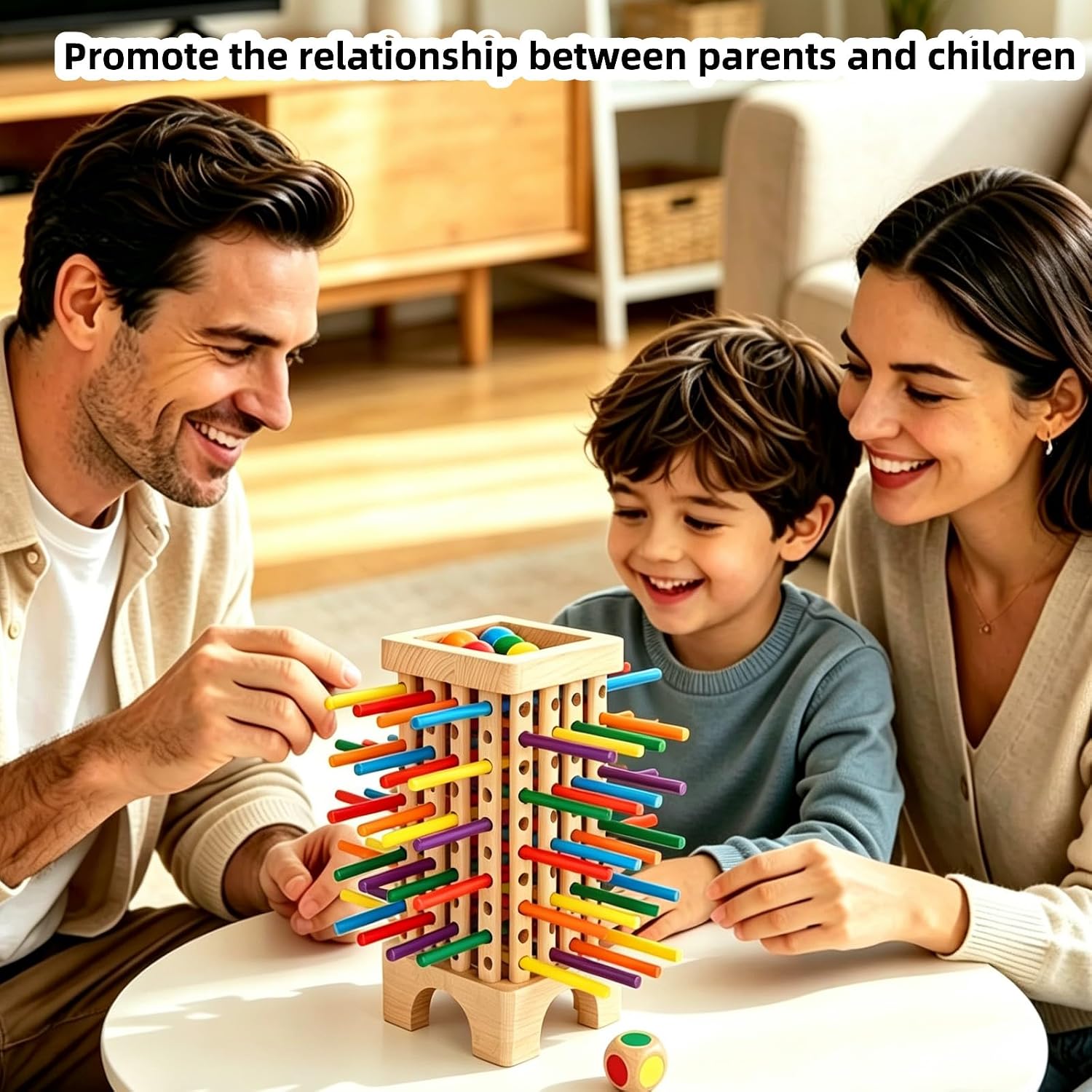 Wooden Colorful Sticks & Ball Drop Games, Montessori Game Wooden Board Games, Colorful Sticks Dice Game Math Learning Toys, Fine Motor Skills Toys & Counting Toy Family Game Travel Toys Gifts