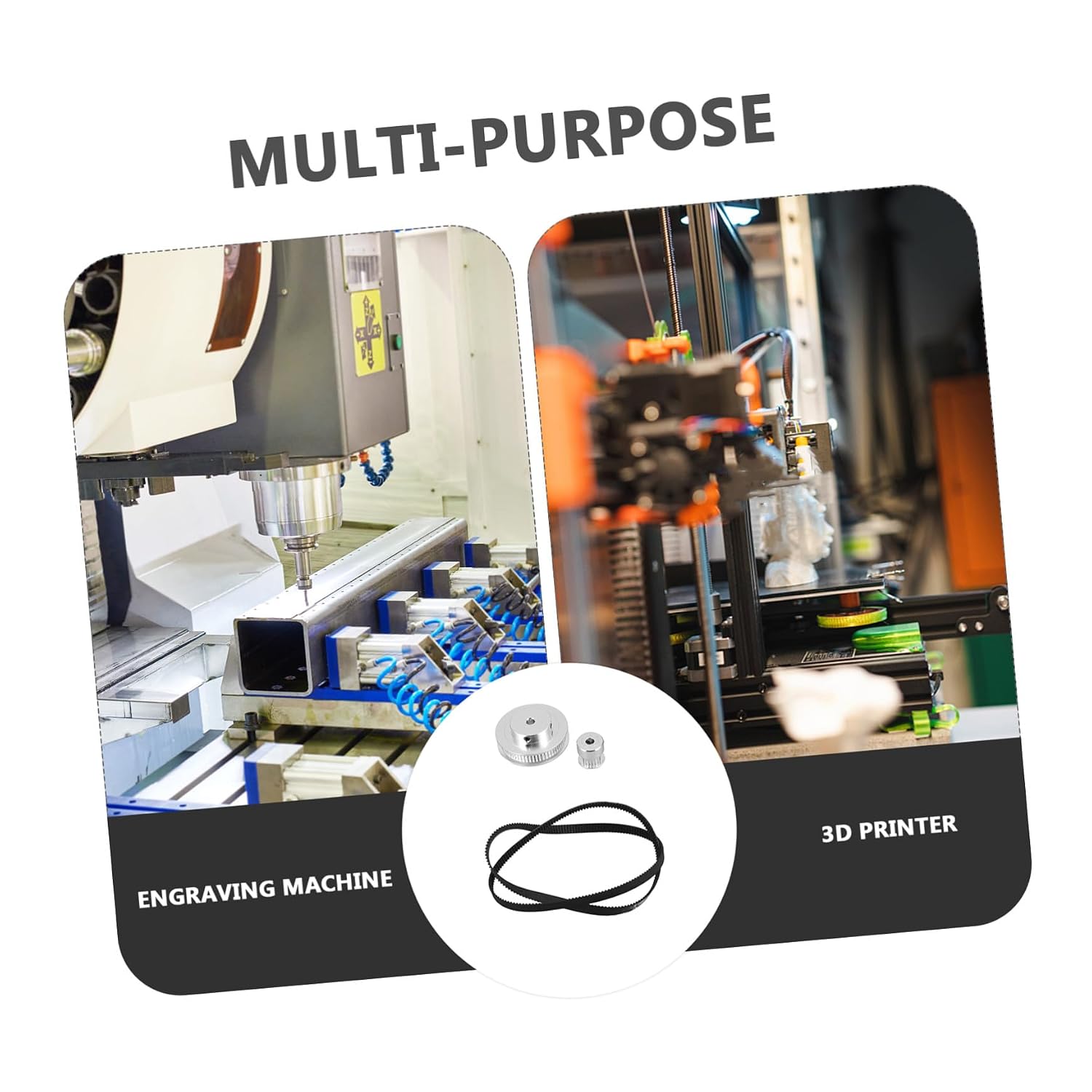 Timing Pulley Kit with Teeth Synchronous Wheels and Closed-Loop Belt Wear-Resistant Printer Pulley for Precise Mechanical Transmission