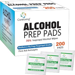 Alcohol Prep Pads with 70% Isopropyl Alcohol, 200 Pack, Medical-Grade, Individually-Wrapped, Isopropyl Cotton Swabs, Disposable, 2 ply