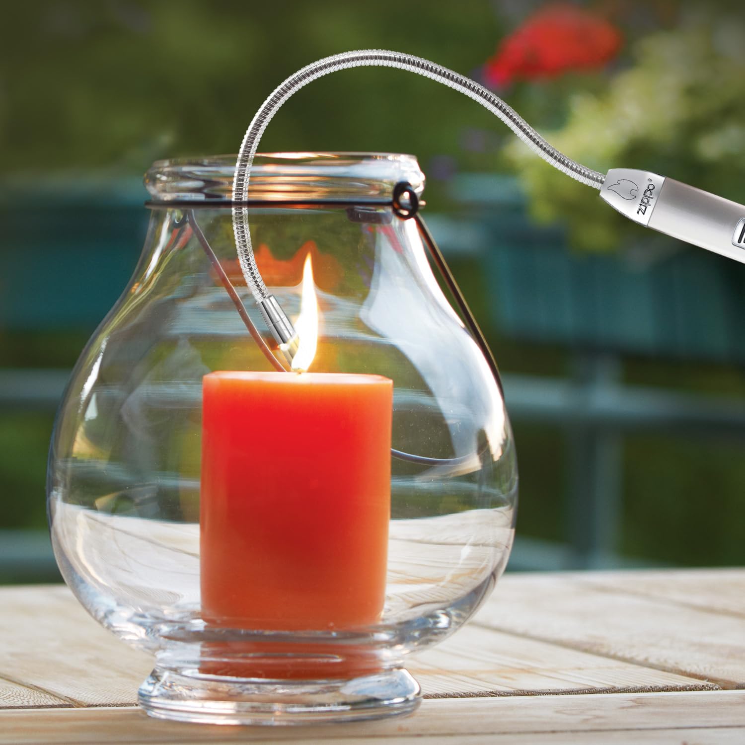 Zippo Stabfeuerzeug XL – Satin Silber Chrom – Mit Gas Nachfüllbar – Langer Flexibler Hals – Windfester Kerzenanzünder