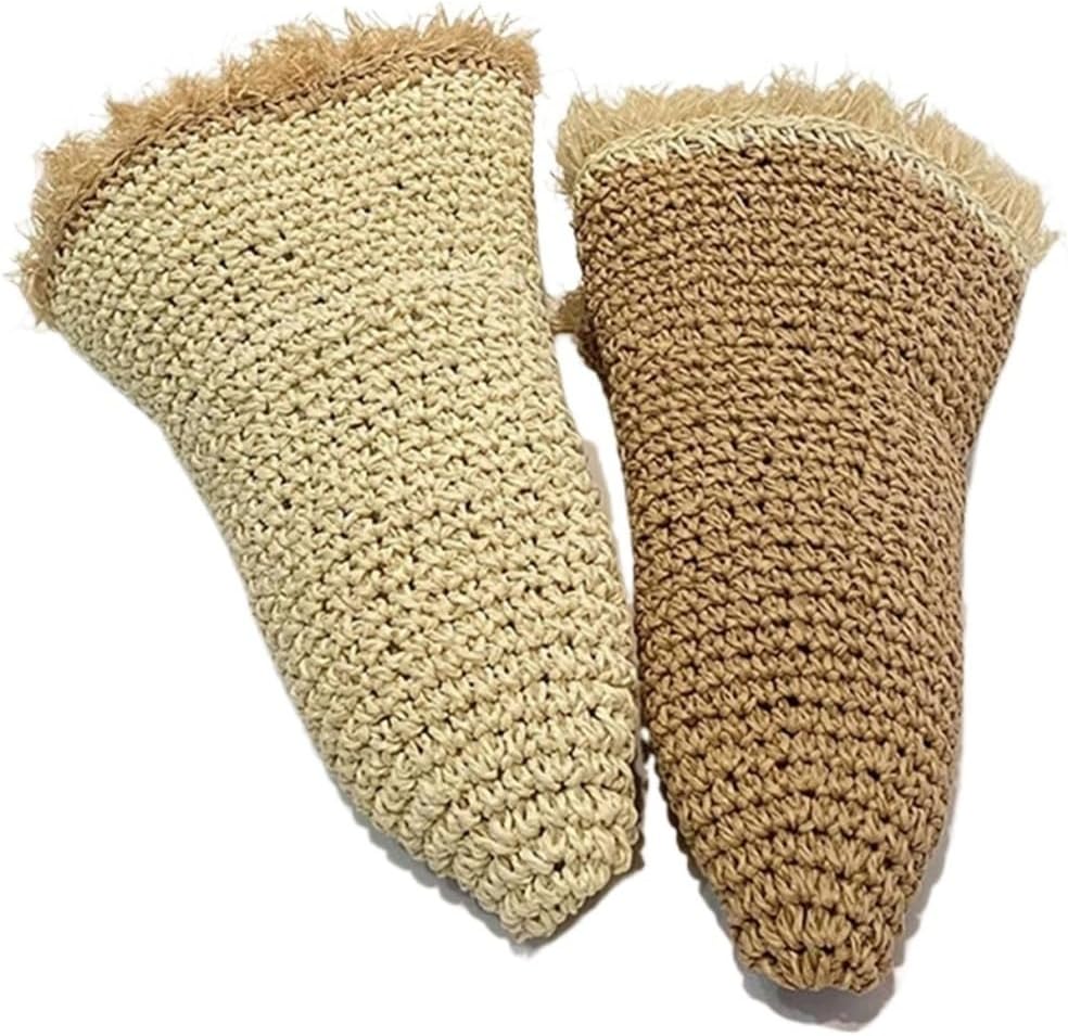 Crochet Straw Hat For Women Summer Out Raffia Paper Tassel Edge Beach Hats Foldable Sun Visor