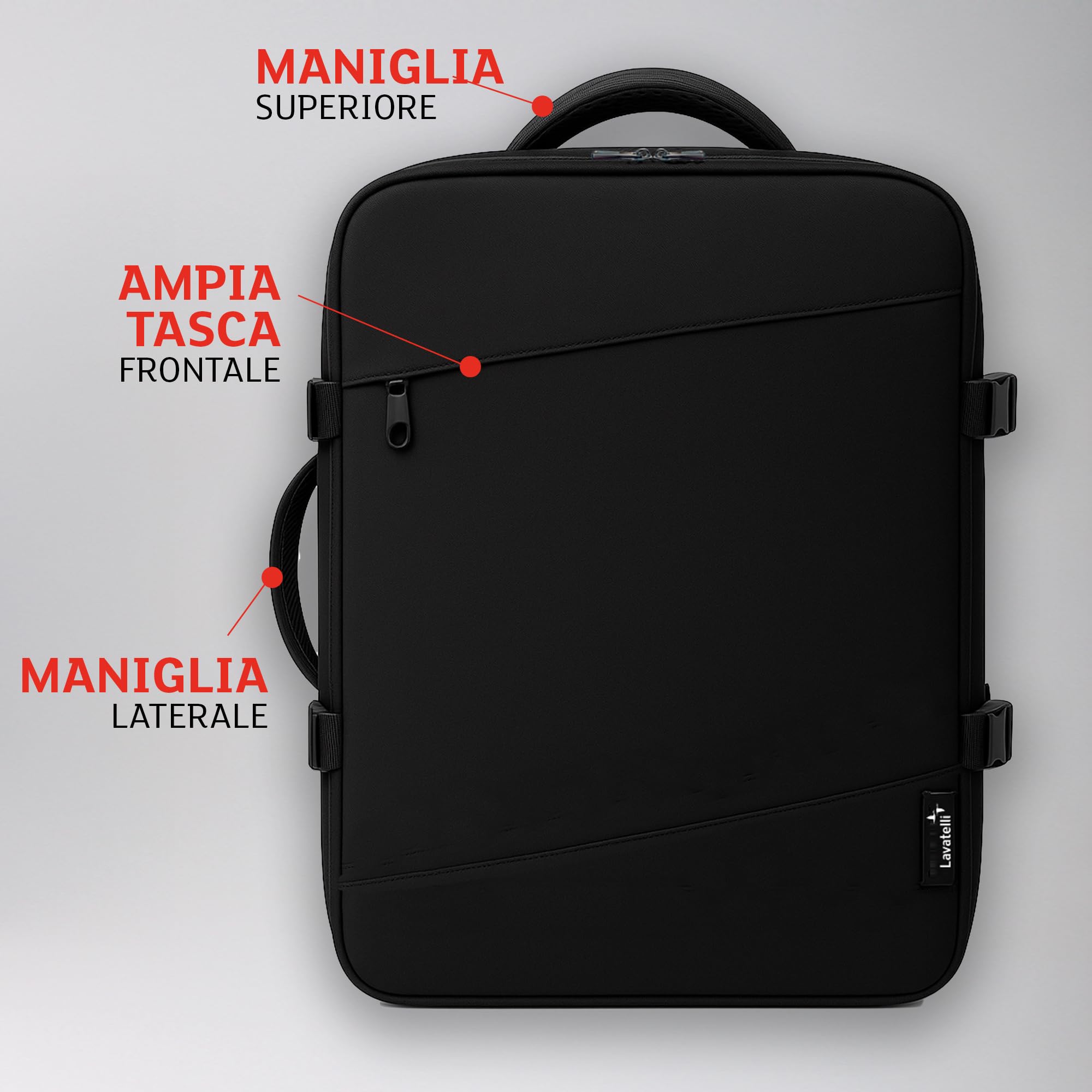 Lavatelli, Zaino Sottovuoto Ryanair 40x30x20 cm + Pompa Ricaricabile USB-C + 2 Sacchetti sotto vuoto Travel 40x45 cm| Vac-u-Bag, Bagaglio a Mano EasyJet Low Cost | Zaino Premium da Viaggio, Cabina