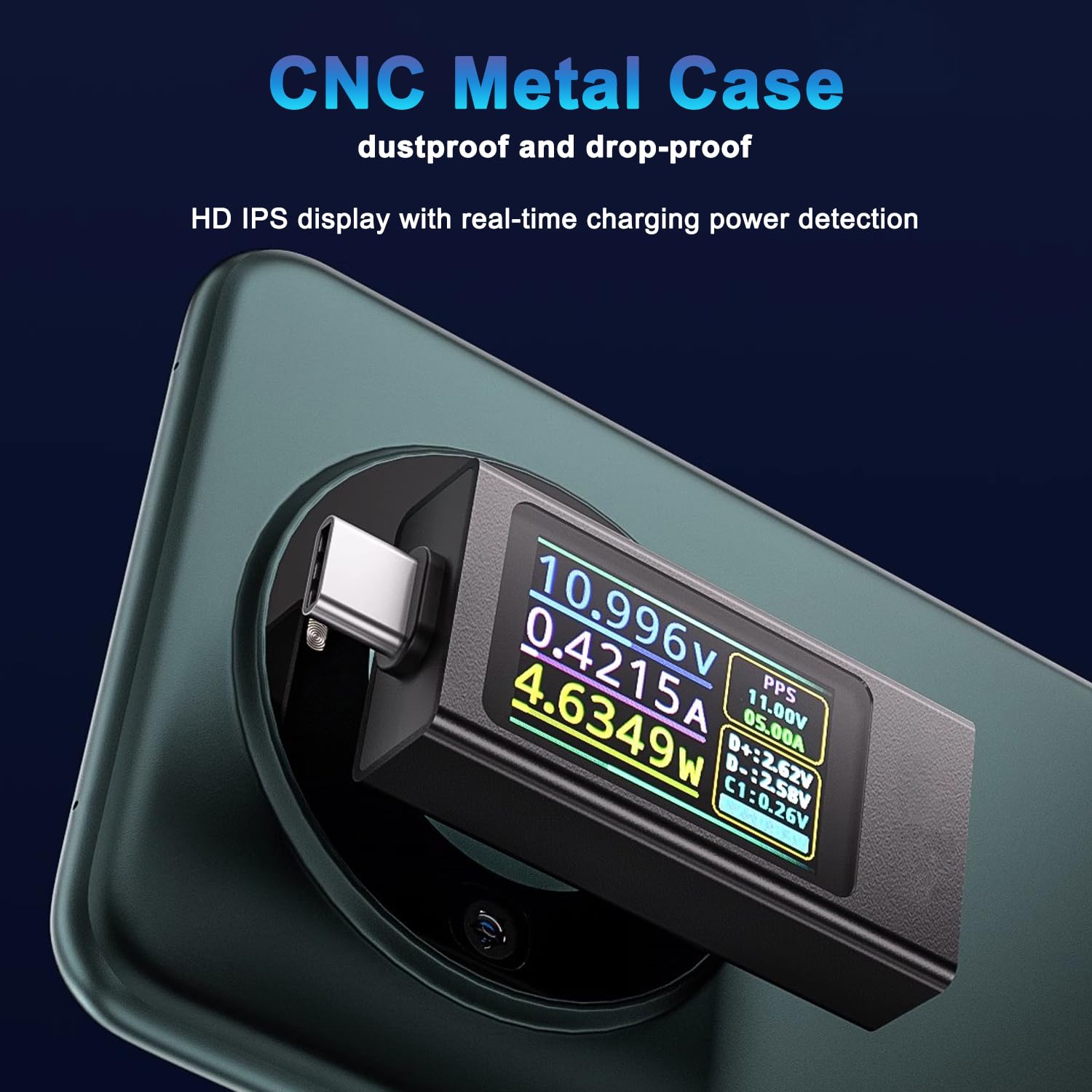 Treedix 4-30V Type-C Power Meter Tester,12A/240W Digital Multimeter Display Voltage,Current,Power,USB Tester Meter Support PD2.0, PD3.0, PPS, QC2.0, QC3.0, FCP, SCP, AFC, PE, Dash, VOOC, SuperVOOC