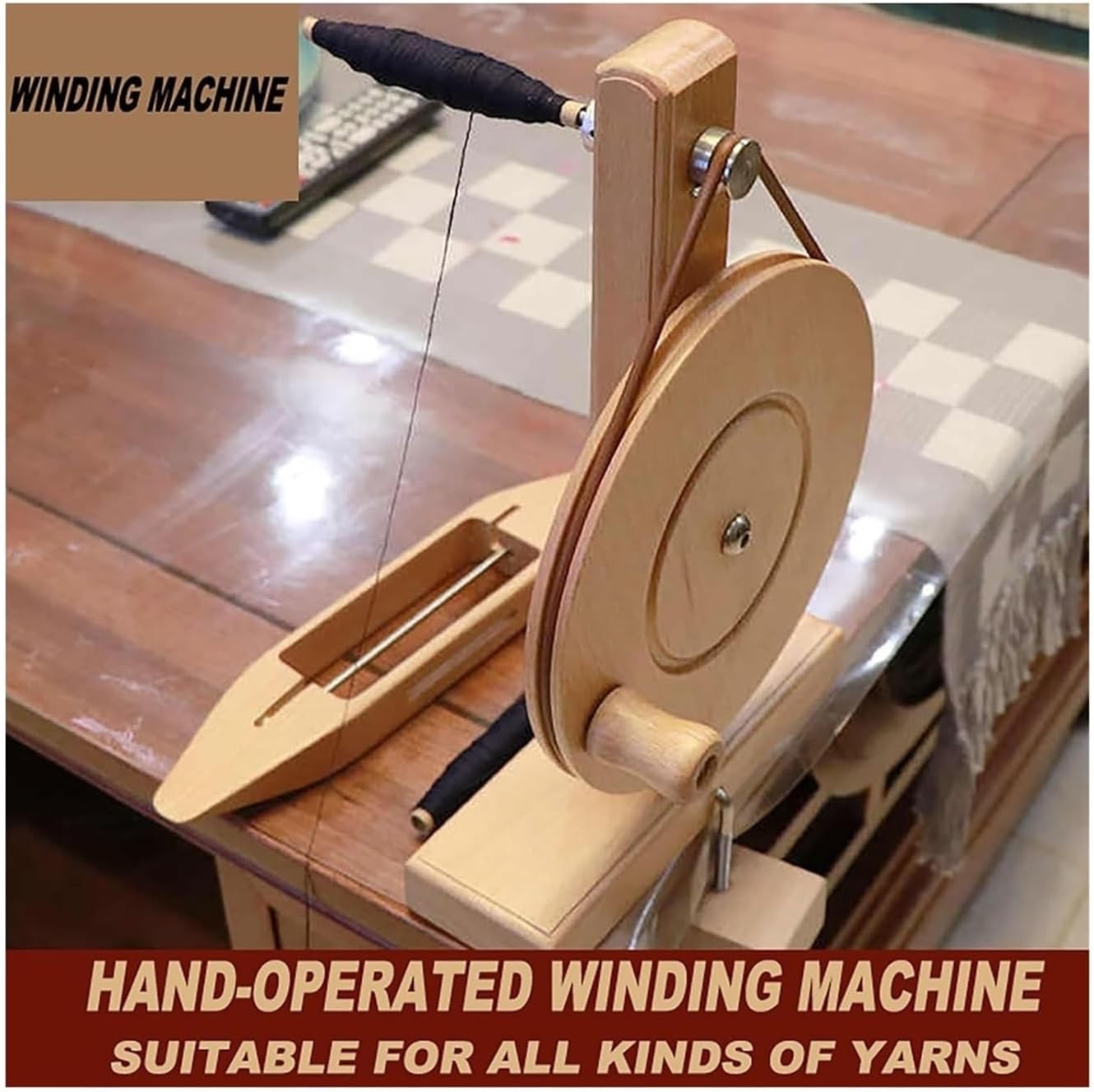 Wooden Hand Winding Machine, Knitting Yarn Spinner, Yarn Ball Winder, Equipment, for Spinning Wool, Cotton, Silk, Wool Thread