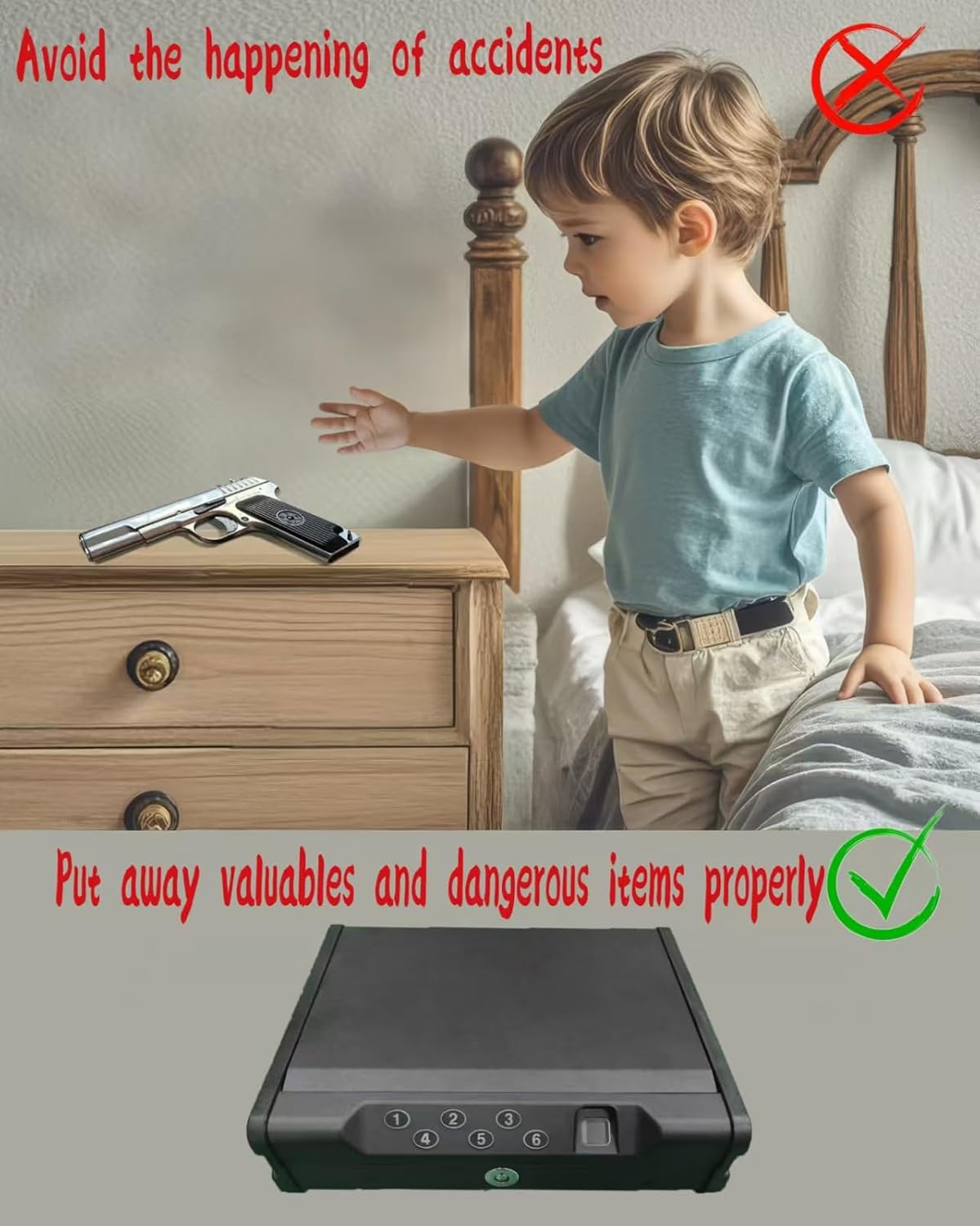VORanexs gun safe.Gun Safes for 2 Pistols with 3 Quick-Access Fingerprint, Passcode, Key.with Voice Prompt Pistol SafeHandgun Safe, Hand Gun Lock Box for Hom