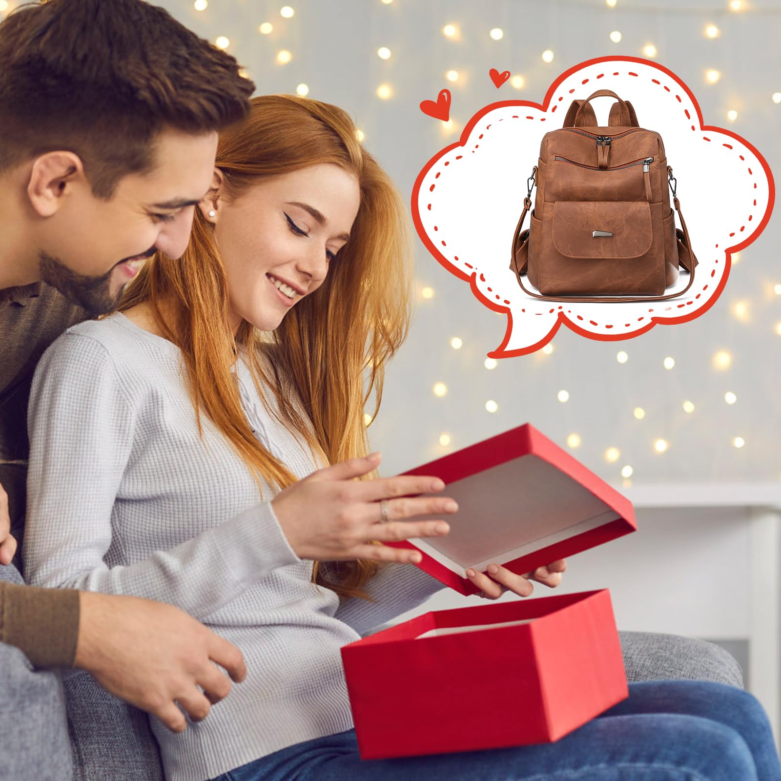 Sac a dos PU cuir femme, Sac à dos antivol femme elegant leger Deux en un décontractées, Multifonctions sac à dos femme chic pour Voyage et Travail