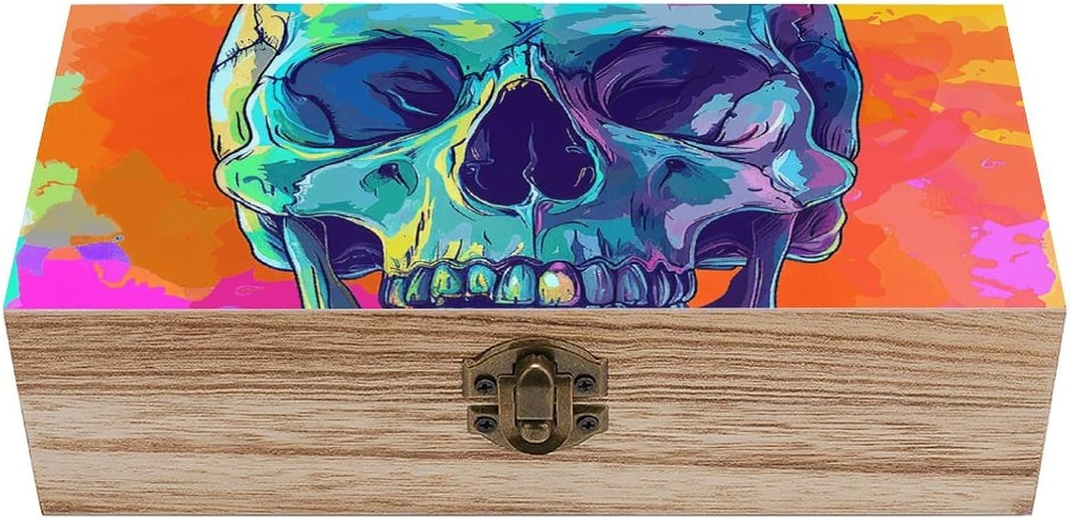 Cartoon Style Skull Wooden Decorative Storage Box Jewelry Box
