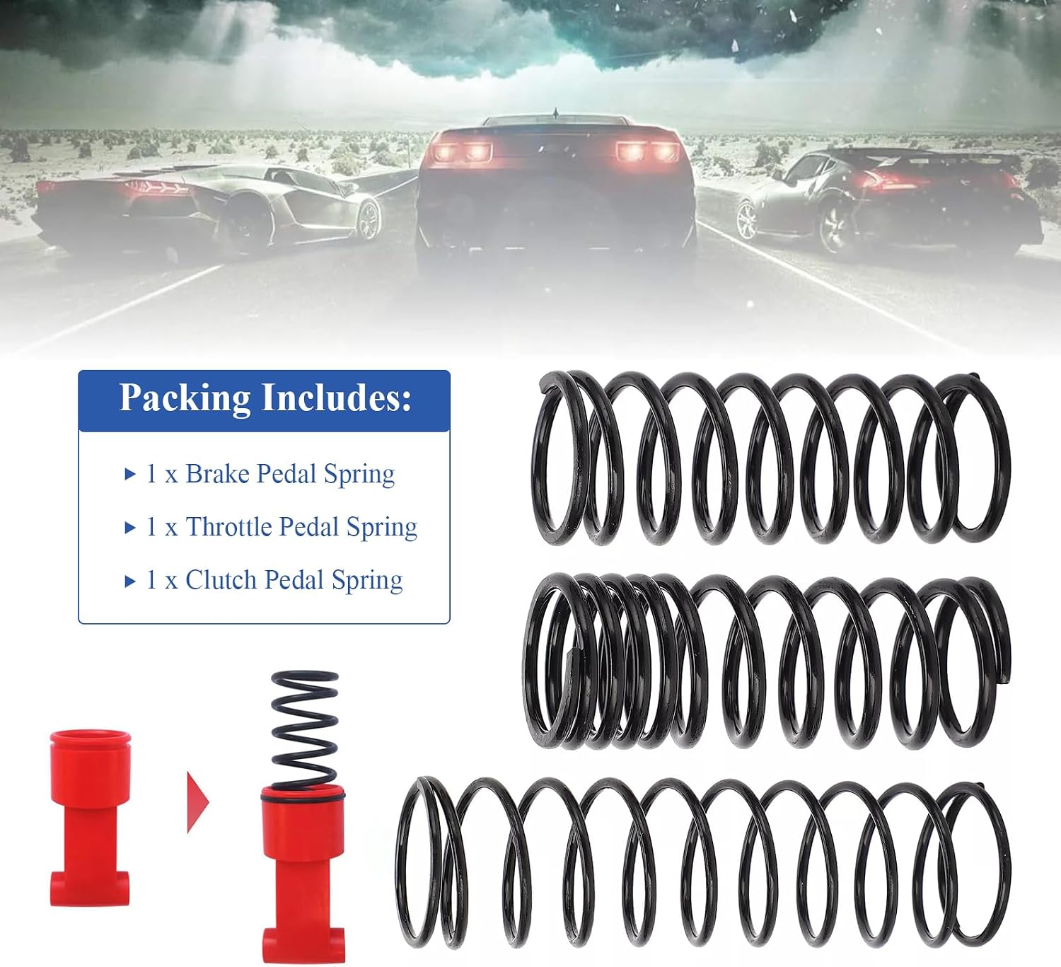 Pedal Return Spring Kit for Logitech G25 G27 G29 G920 G923 Racing Pedals | Shifter mod spring kit w/brake pedal spring, throttle pedal spring, clutch pedal spring, upgrade wheel mod spring accessory