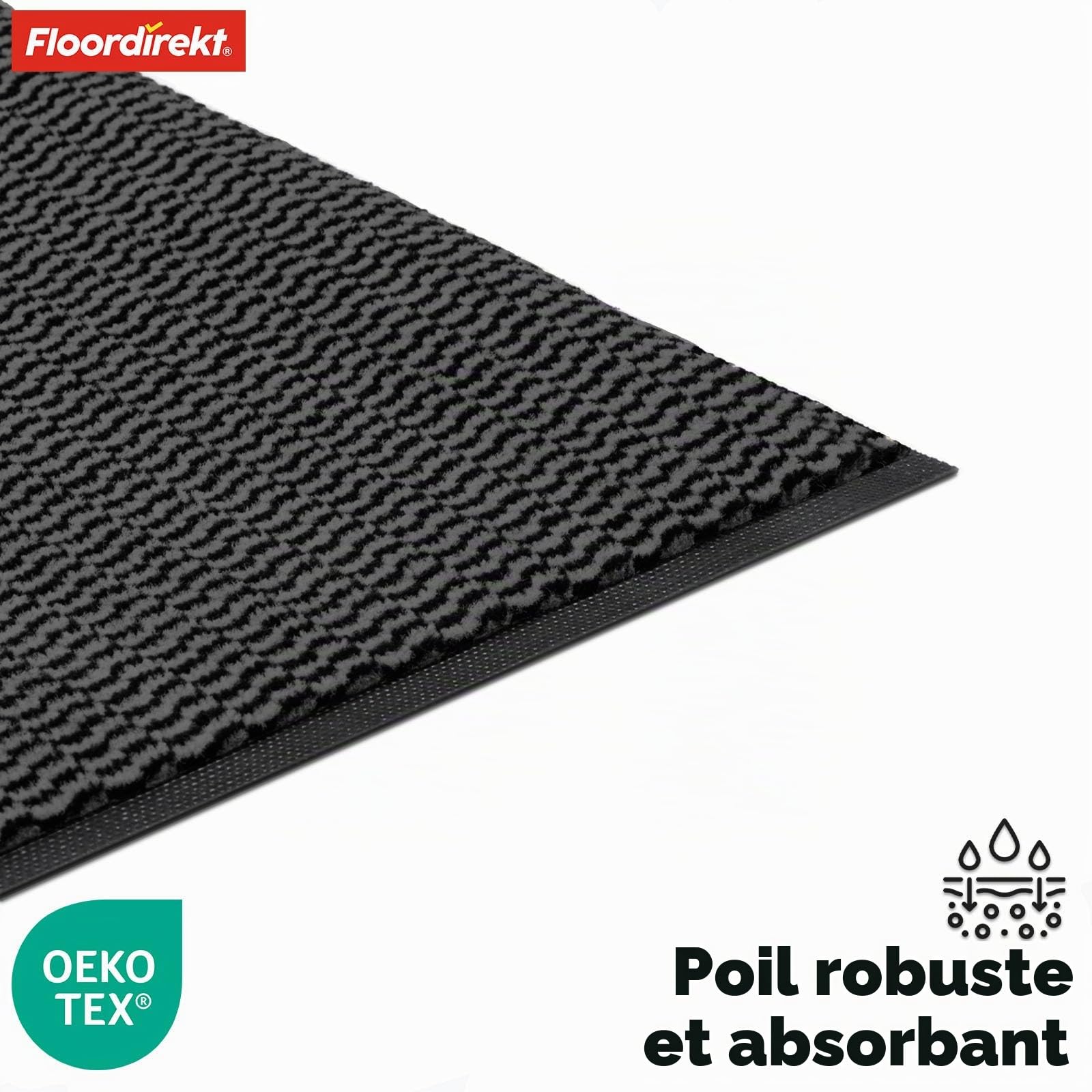 Floordirekt Sky Novo Paillasson de qualité supérieure pour l'entrée - 120 x 180 cm - Anthracite - pour l'intérieur et l'extérieur - Antidérapant et Lavable - pour Couloir, Porte d'entrée