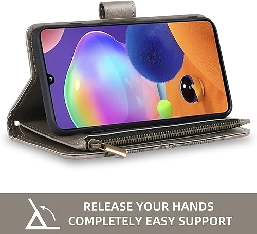 Miniatura 3 de Asuwish Funda de teléfono para Samsung Galaxy A31 con protector de pantalla de vidrio templado y tarjetero de cuero con diseño de flores, soporte