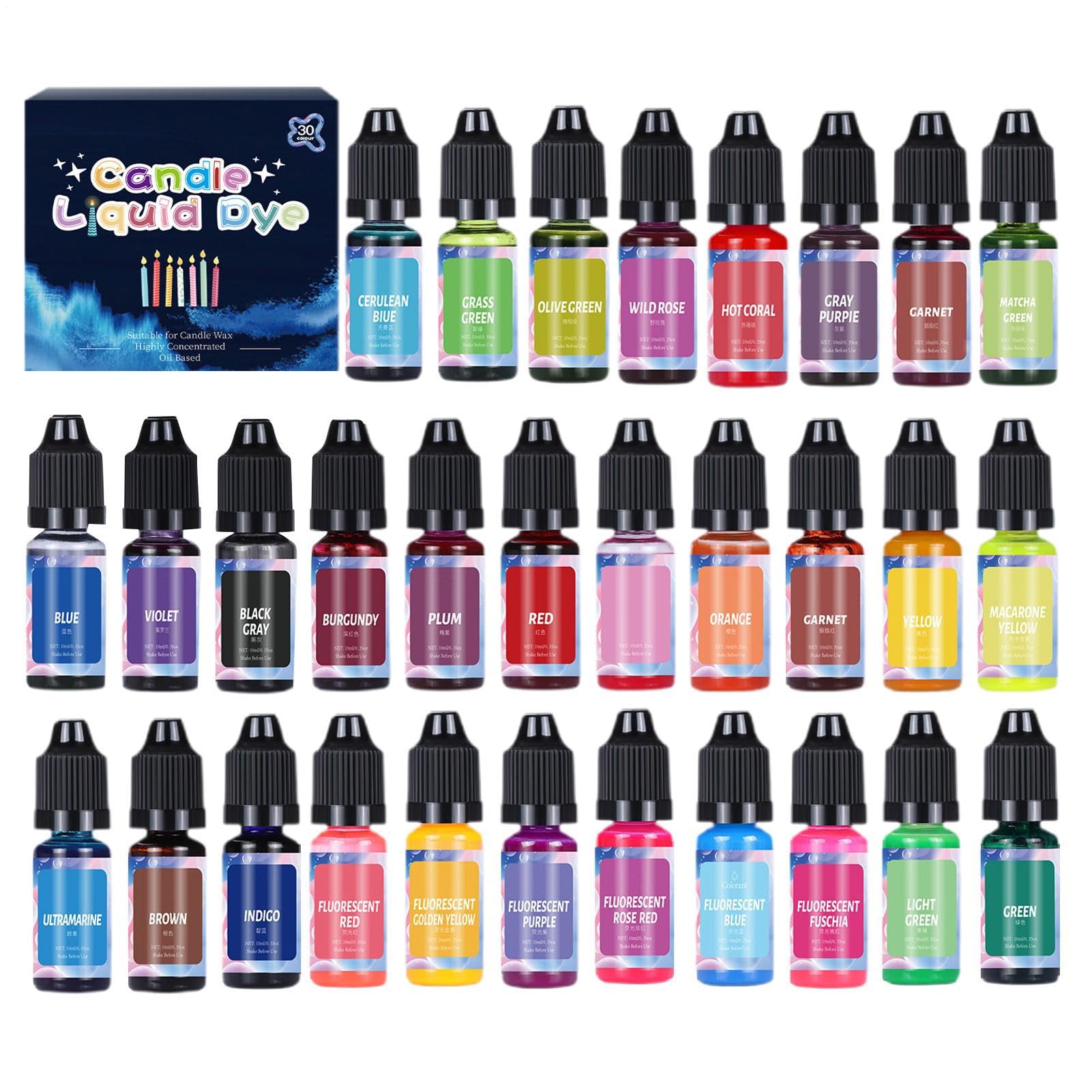 Zestaw do produkcji świec, barwnik do ust, koncentrat w płynie 18 lub 24 | Saturated Hues Szybka aplikacja jasne kolory, świeca pigmenty do błyszczyków do ust, żywica epoksydowa, lakier do paznokci