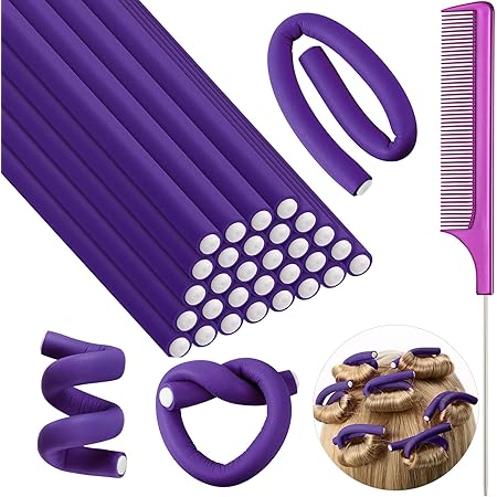 Amazon.com : xnicx 47pcs 7'' Hair Curlers Rollers Flexi Rods Flexible ...