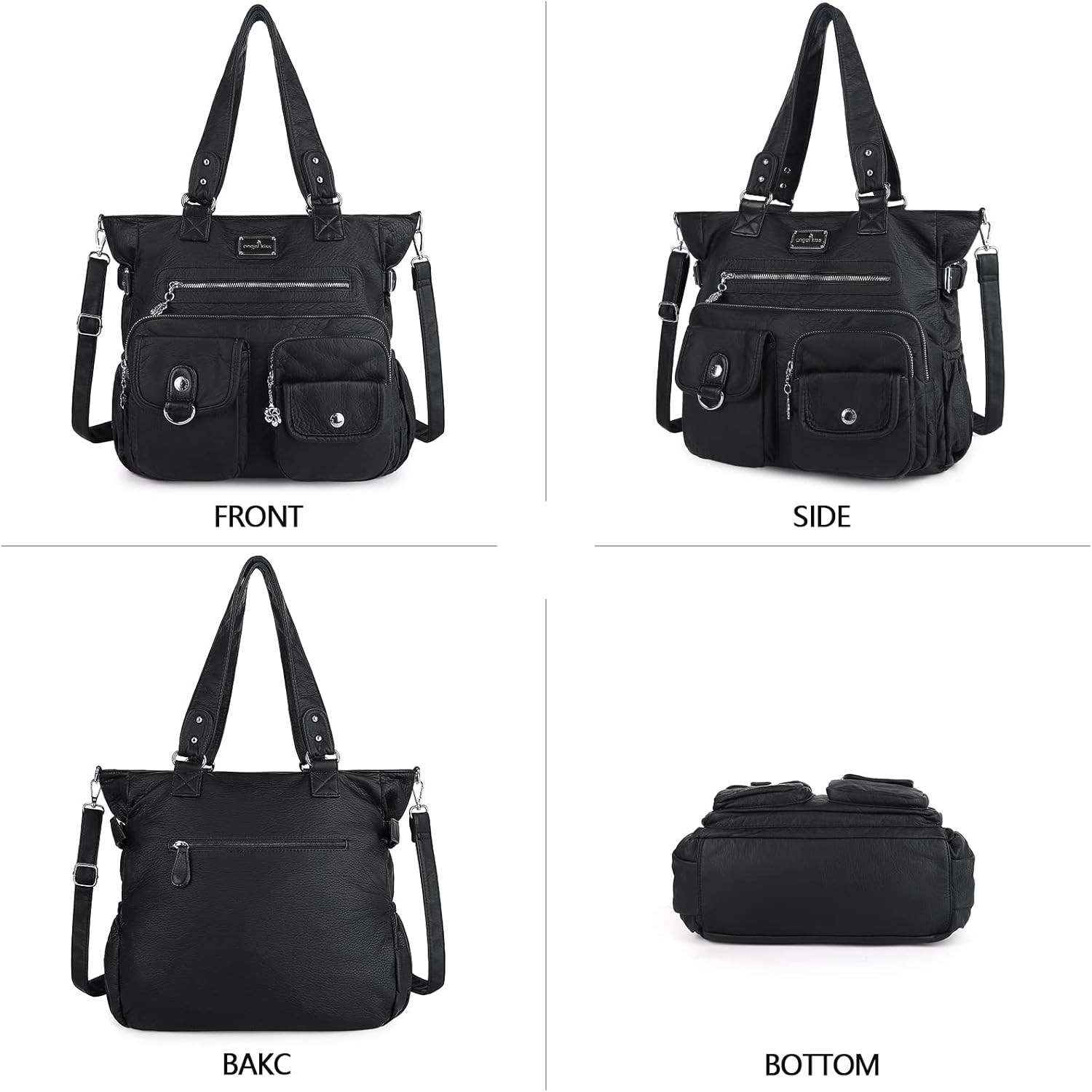 Angelkiss Purses Handbags for Women PU Tote Satchel Bags for Women Pockets Shoulder Bags… | PU, Bags, Pockets - Image 4