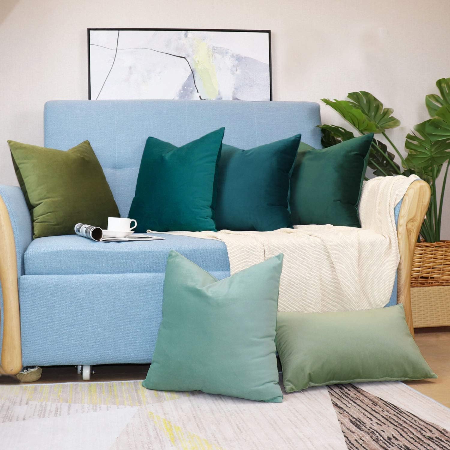 sykting Decorative Pillow Covers Solid Soft Cozy Velvet Throw Pillow Covers for Bed Couch Chair 26x26 inch Pack of 2 Army Green