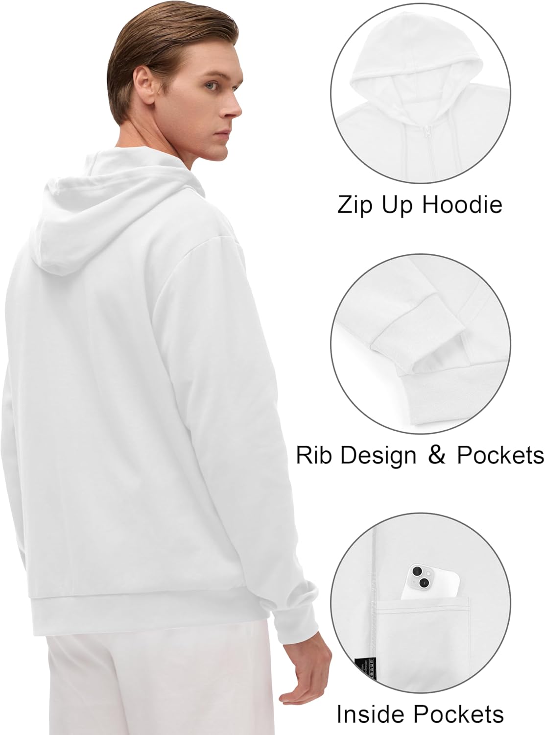 Men's Lightweight Zip Up Hoodie Long Sleeve Sweatshirt Athletic Slim Fit Basic Jacket with Pockets(Regular & Tall) - Image 2