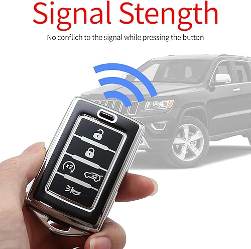 Miniatura 4 de Hoespen Funda para llavero de Jeep con llavero de TPU de alta calidad, protección completa, compatible con Jeep Grand Cherokee L Grand Wagoneer 2021
