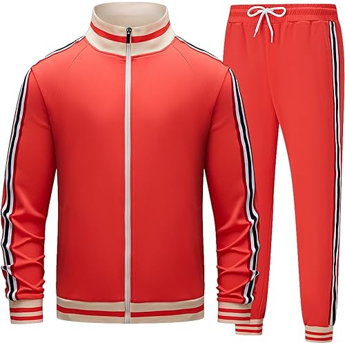 Men's Track suits Sets Long Sleeve Full-zip Sweatsuit Active Jackets and Pants 2 Piece Outfits