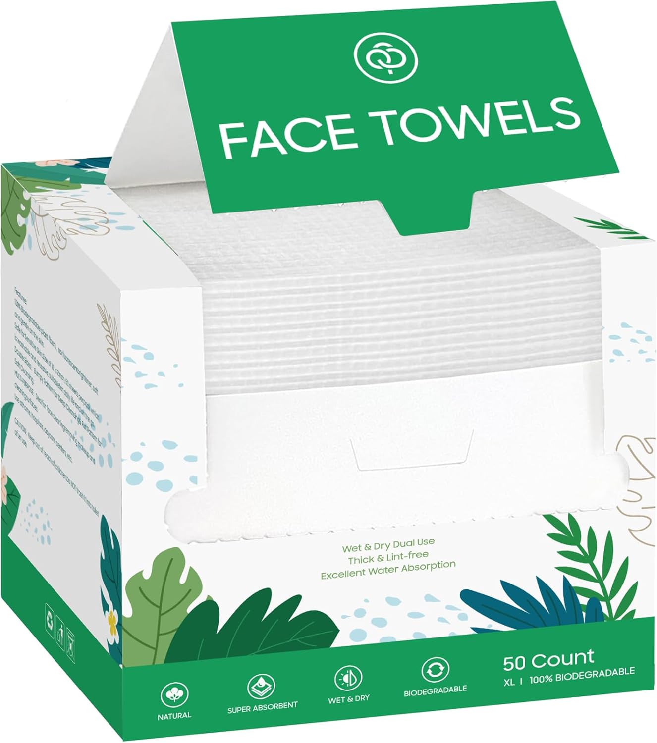 Extra grote wegwerpdoekjes, 50 stuks dagelijks gezichtswashandje, biologisch afbreekbare handdoeken, make-up remover droge doekjes, dikke zachte schone gezichtshanddoeken voor de gevoelige huid (1