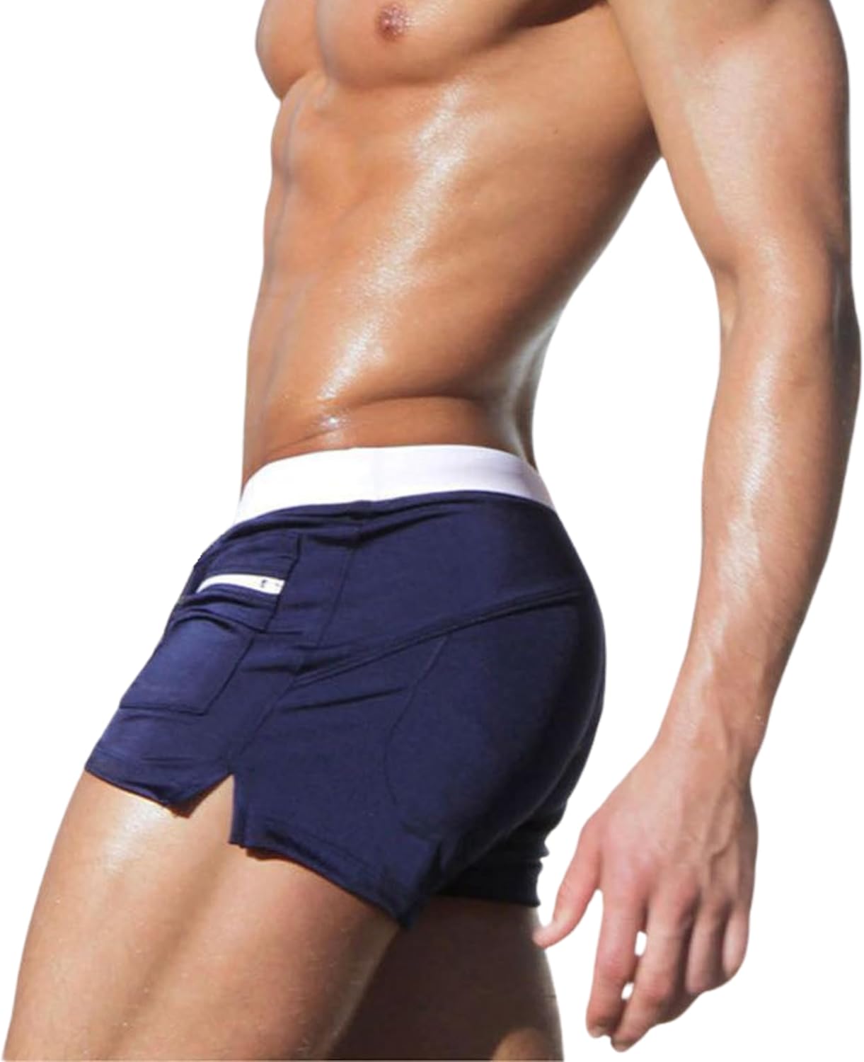 Men's Square Cut Swim Trunks and Drag Suit, Front Pocket - Image 3