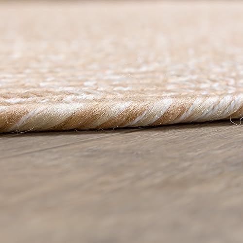 Miniatura 5 de Super Area Rugs Alfombra trenzada color beigemarrón tostado, alfombra trenzada de cocina estilo granja, alfombra de área lavable, alfombra rústica