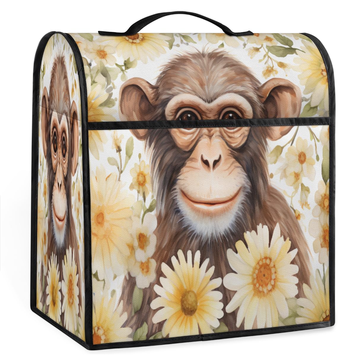 Coffee Maker Cover Monkey Flower Kitchen Appliance Covers Small Appliance Covers Blender Cover Juicer Cover Dust Covers for Kitchen Appliances with Top Handle and Pockets,Washable,B432
