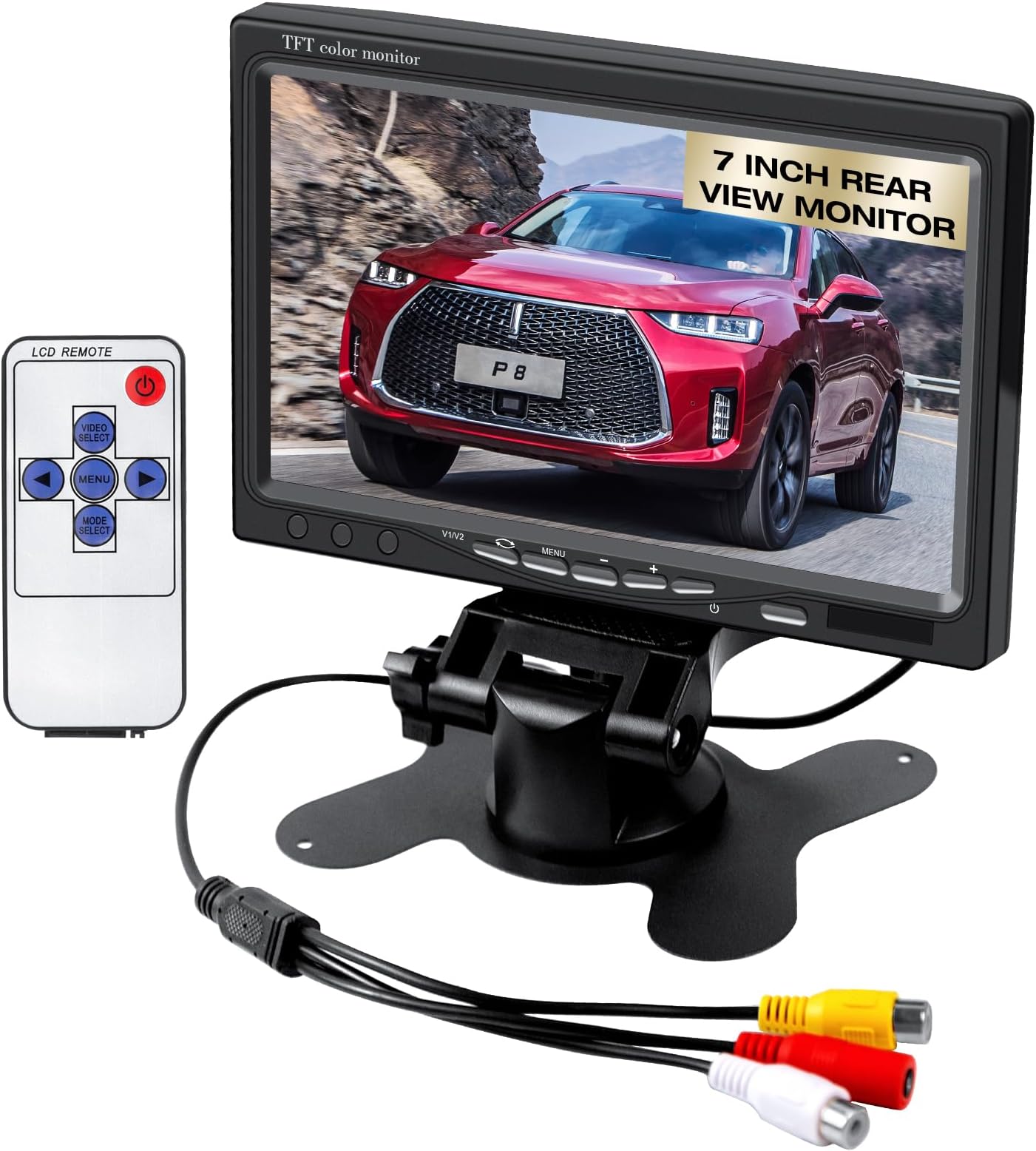 AHDAISHICHEN 7 Inch TFT LCD Car Color Rear View Monitor Screen for Parking Backup Camera, Backup Camera Monitor for Car SUV Van Truck with Two Video Input, Power 12V/24V, Camera Not Included