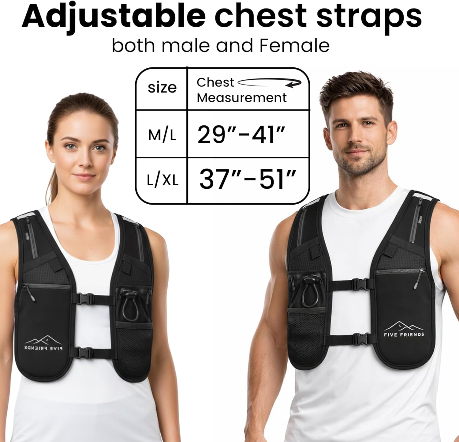 Running Vest with Water Bottle – Lightweight, Breathable Designed Reflective Hydration Vest with 6 Pockets – Adjustable Running Backpack for Men & Women, Ideal for Marathon - Image 2