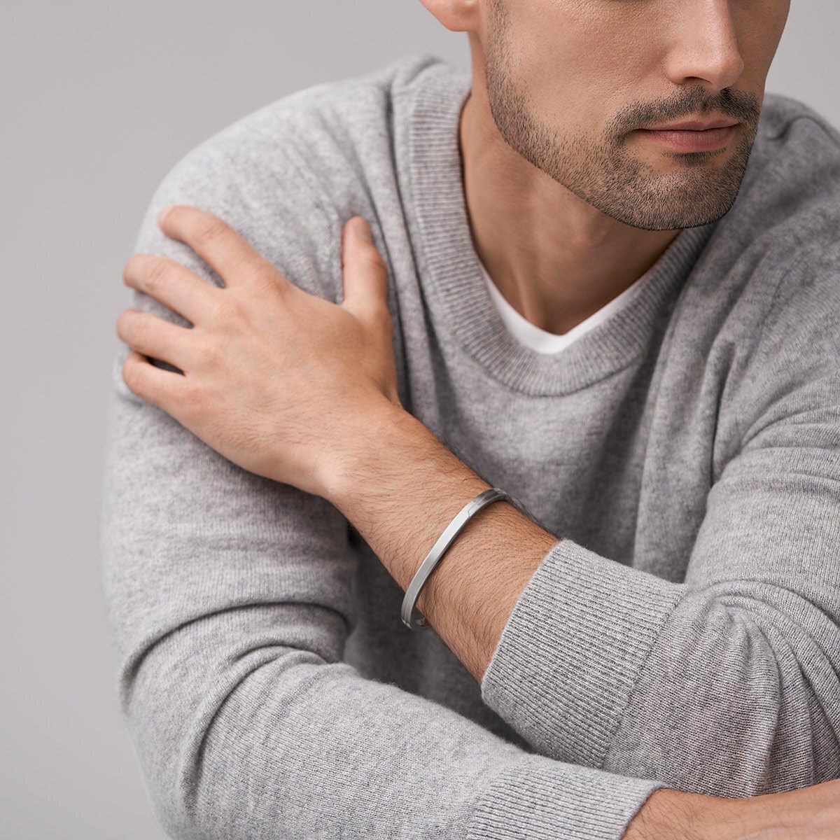 FOSSIL Herren Edelstahl mit offenem Armreif