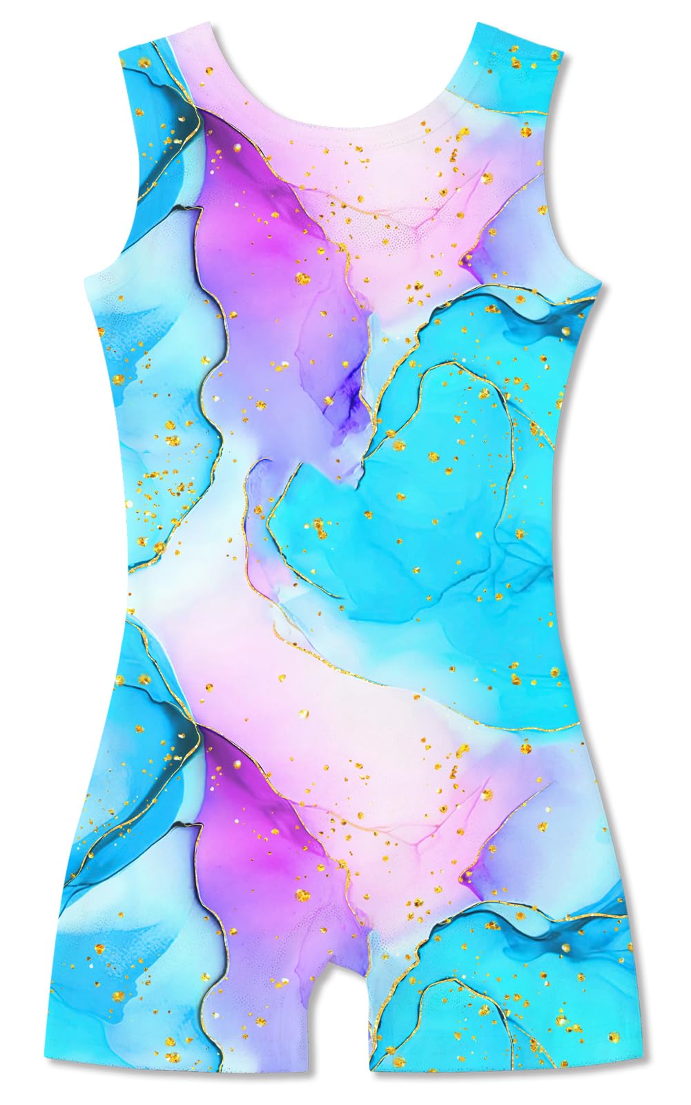 Funnycokid Girls Gymnastics Leotards with Shorts Sparkle Dance Unitards Mermaid Active Biketards 2-10 Years