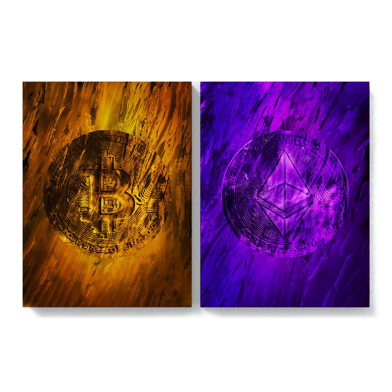 Amazon.com: Sense Canvas Arte abstracto de Bitcoin y Ethereum, tamaño  grande, 2x | 30 x 40 / 0.75 pulgadas - ETH BTC Bitcoin Crypto Money Trader  criptomoneda Bolsa de valores Decoración de