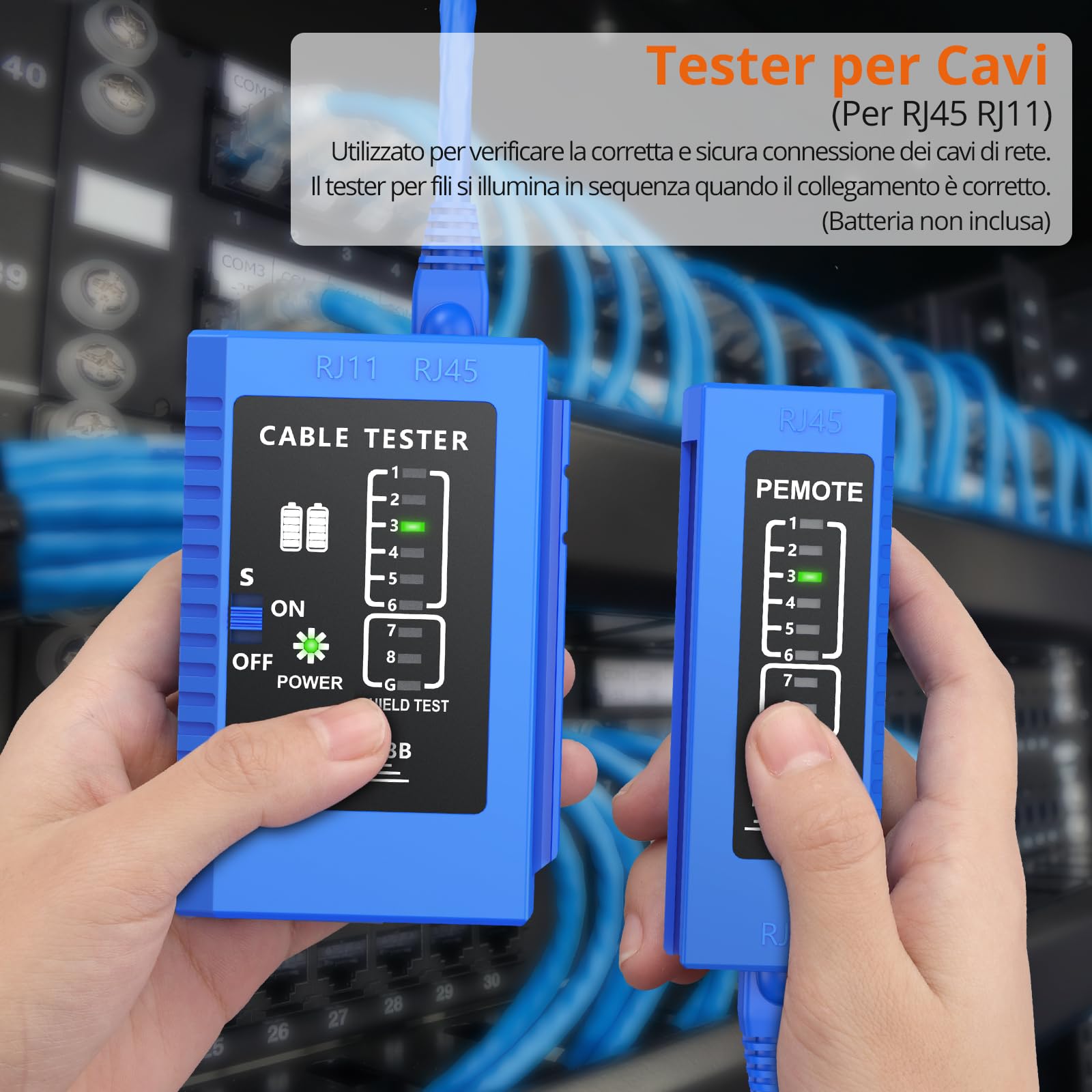 Proster Kit di Strumenti a Crimpare RJ45 Strumento a Crimpare Passante RJ45 per Cavo di Rete CAT5 CAT5e CAT6 8P e Cavi Telefonici RJ11 RJ12 6P con Tester 50pz Connettori CAT6 e Coperture Protettive