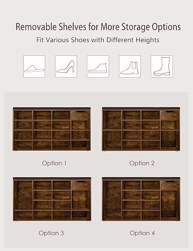 Miniatura 86 de DINZI LVJ Banco de zapatos, banco de almacenamiento de entrada con cajón y 8 cubículos, estantes ajustables, organizador de zapatos para sala de