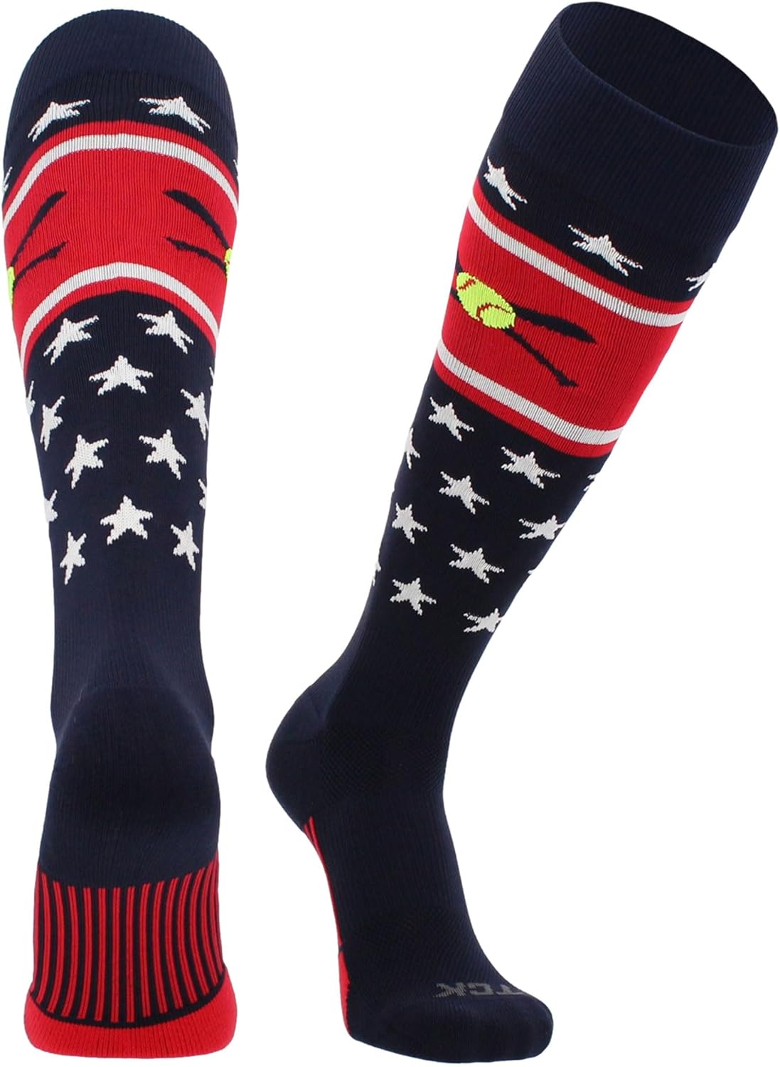 TCK Patriotic USA Softball Socks with Softball Bats Logo