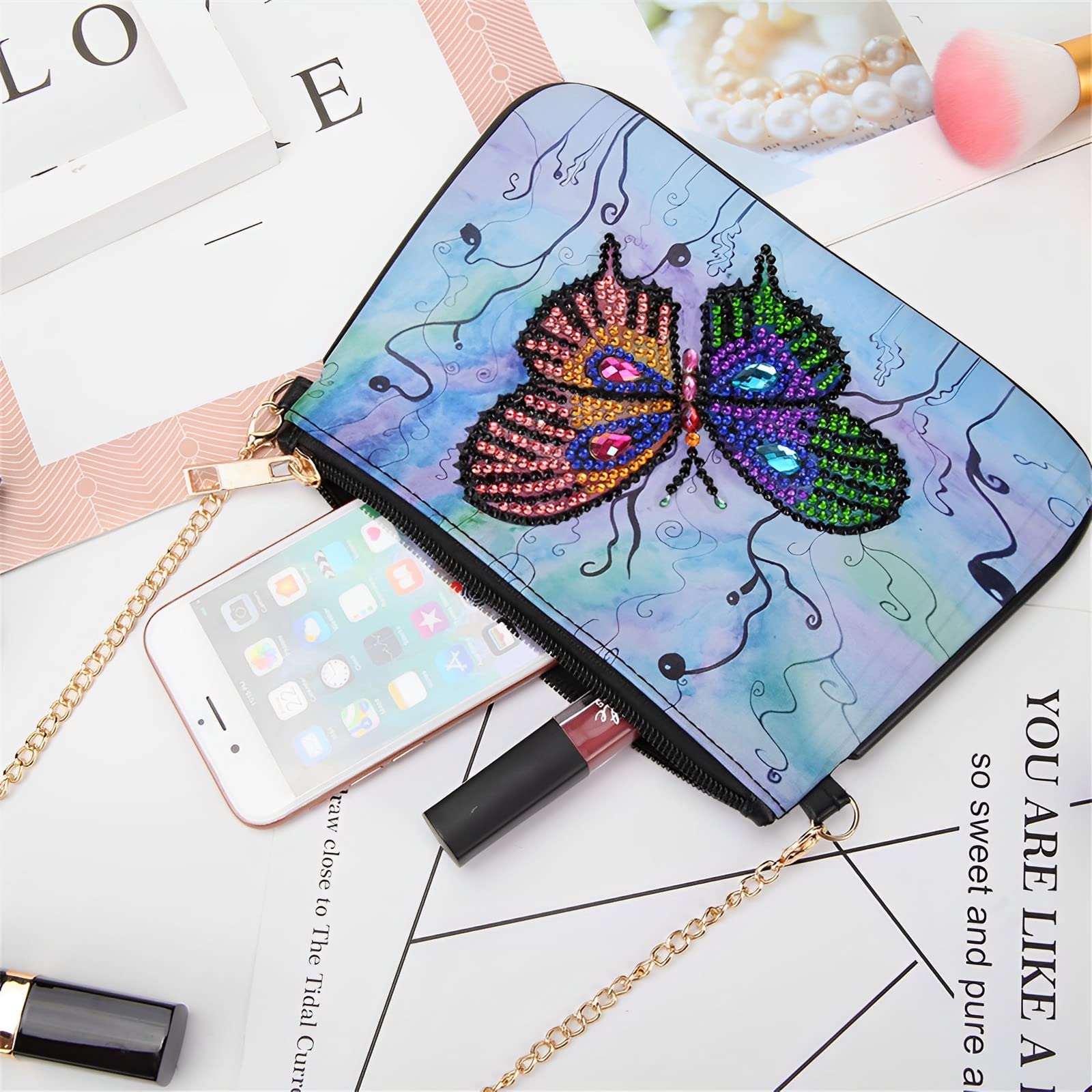 Set 2 Borse Per Pittura Diamanti 5D - Fai Da Te, Doppia Faccia, 20.5x15.7cm, Per Cosmetici O Arte - Foto 5