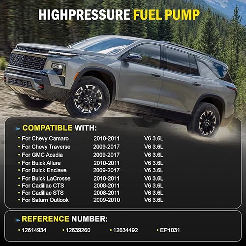 Miniatura 2 de 12626234 Bomba de combustible de alta presión compatible con Buick Enclave Chevrolet Traverse Cadillac STS CTS GMC Acadia 3.6L, 12658552 12647344