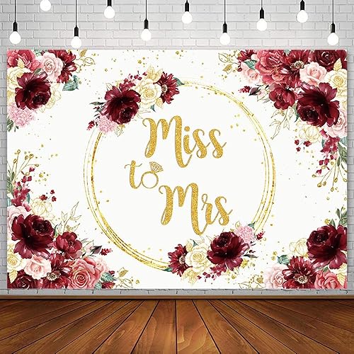 Telón de fondo de despedida de soltera de 7 x 5 pies, color burdeos, rosa, con purpurina dorada, fondo para fotografía, boda, novia, compromiso,
