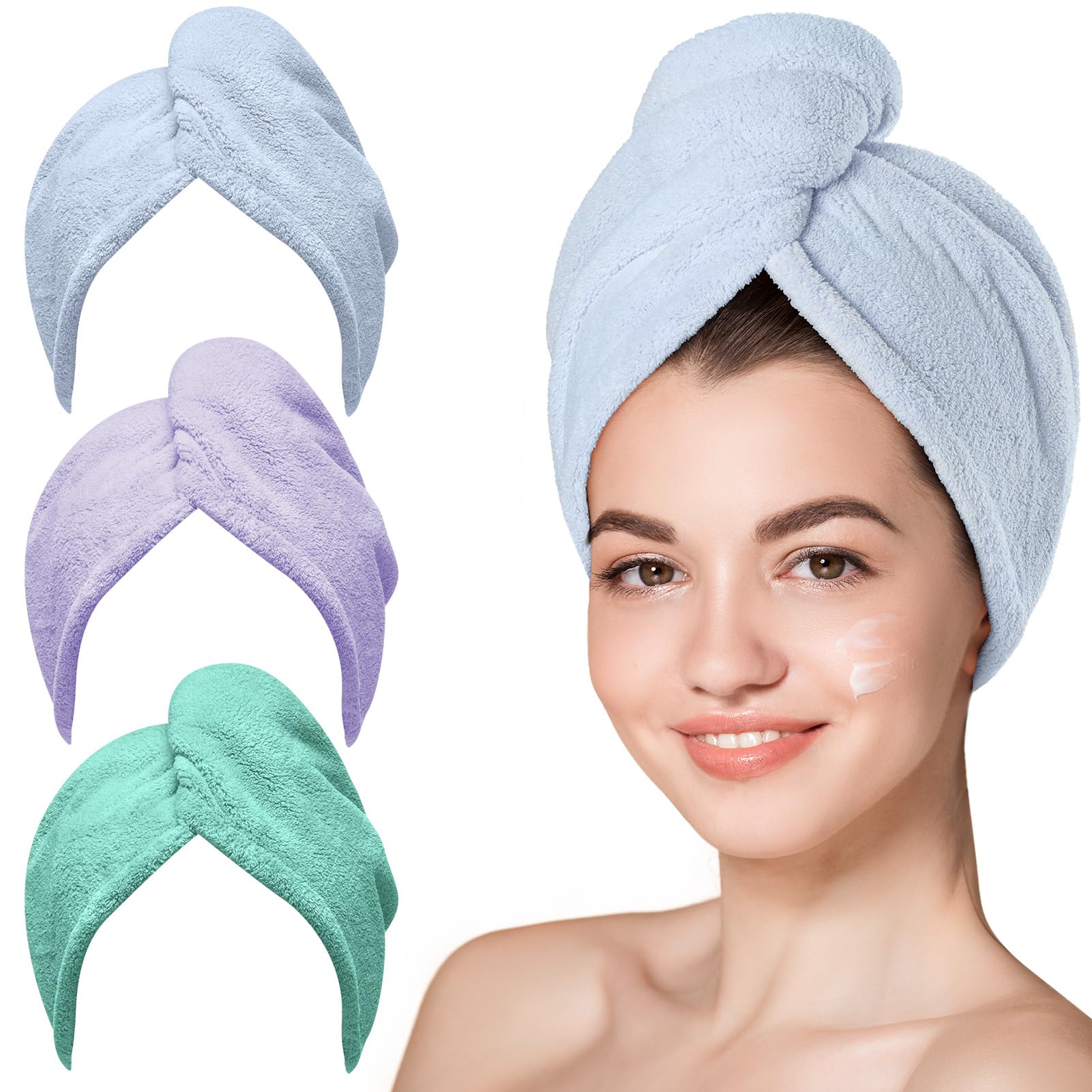 Hicober Microfiber Hair Towels - 3 Pack -21 Hicober Microfiber Hair Towels - 3 Pack -21