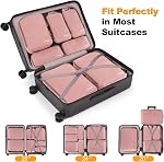 Compression Packing Cubes, Lumesner 8 Set Travel Packing Cubes for Carry on Suitcases, Compression Suitcase Organizers Bag Set & Travel Cubes (8-piece, Pink)