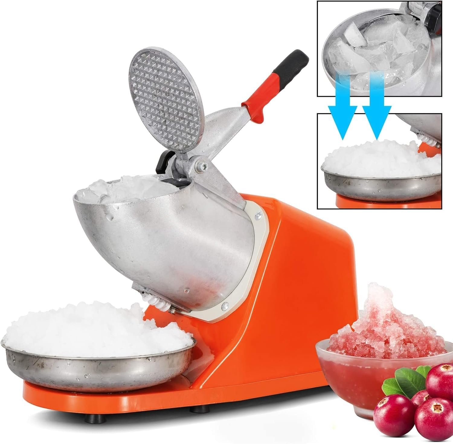 Electric Crushers Machine, Snow Cone Maker Stainless Steel Shaved Ice Machine 145lbs Per Hour, Commercial Ice Shaver for Shaved Ice and Snow Cone
