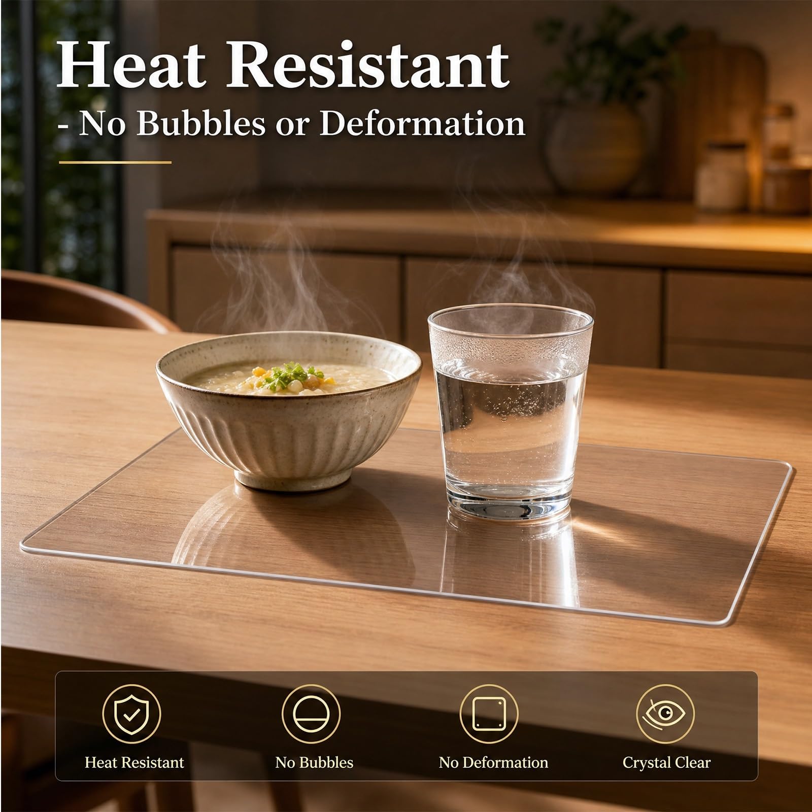 Tischfolie transparent PVC Hitzebeständig Abwaschbar Fleckenfest | Schreibtischmatte mit runden Kanten, fettdicht, schmutzabweisend für Büro Zuhause Kommode Tastatur(Transparent-1mm,60x130CM)