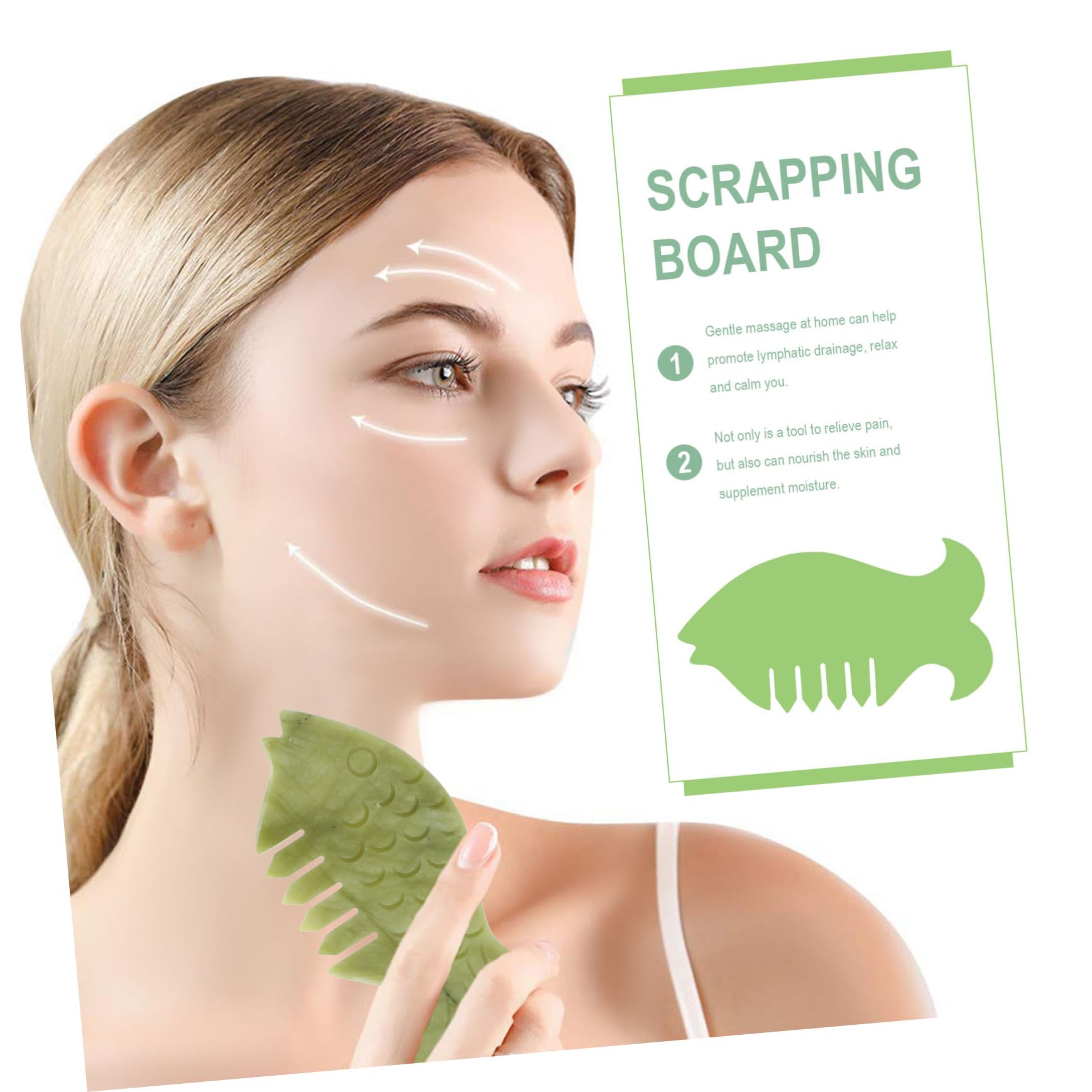 FOMIYES Jade Scraping Massager Jade Comb Massage for Scalp Body Point Massager Natural Massage Tool