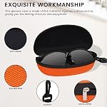 MOLSHINE 3 Pieces Portable Hard Shell Sunglasses Case, Zipper Eyewear Eyeglasses Case with Hook for Women Men Travel Sports