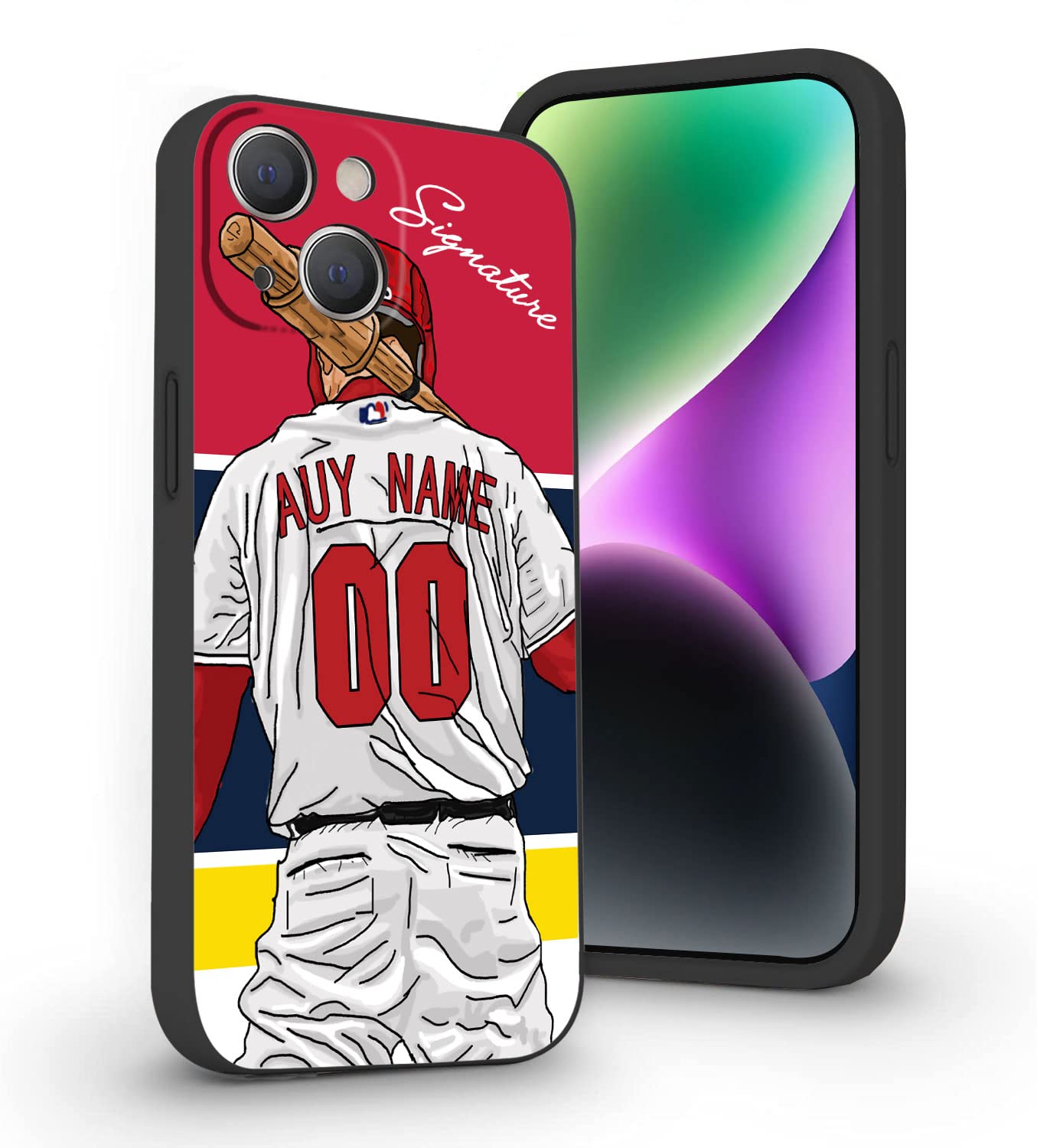 VNGDA Custom Name & Number Baseball Case for iPhone 17 Air 16 15 Pro Max 14 13 Mini 12 11 Xs Xr SE3 8 7 6 Plus，Liquid Silicone with Camera Protection