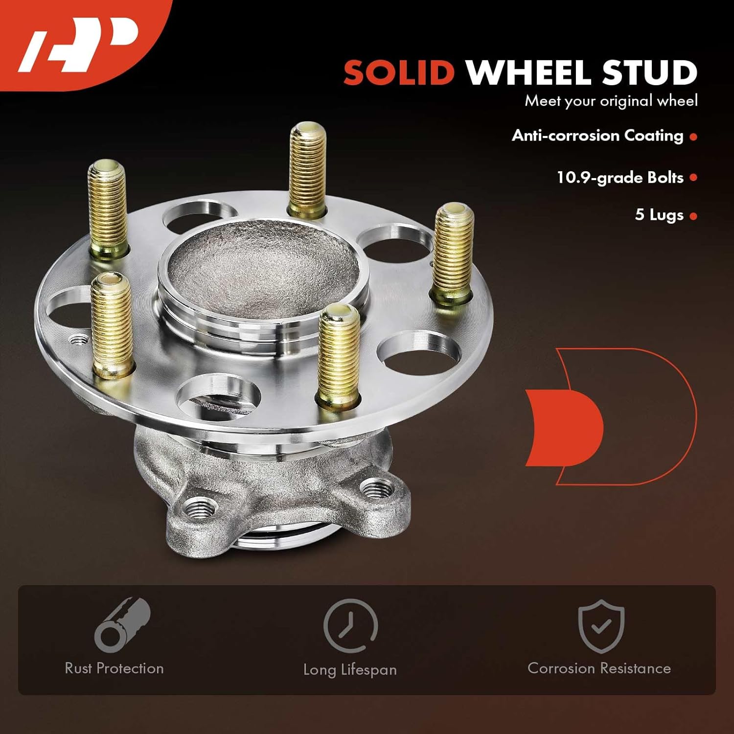 A-Premium 2 x Rear Wheel Bearing and Hub Assembly with 5-Lug Compatible with Honda Civic 2006-2011, L4 1.8L & FWD & with 4-Wheel ABS