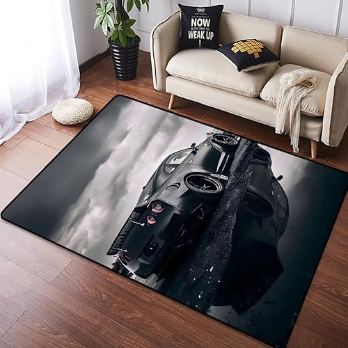 Dikouy Alfombra antideslizante de auto de carreras, genial alfombra decorativa de automóvil de carreras para niños y niños, estilo arte callejero